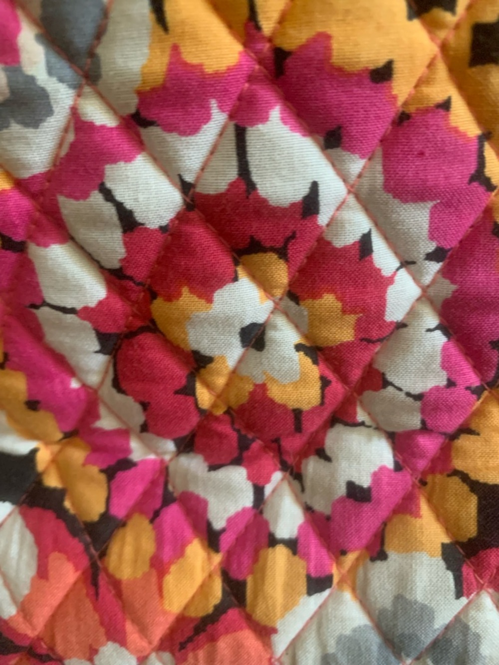 Vera Bradley Quilted Floral Mosaic Tote in Coral Pink and Yellow - Picture 5 of 6